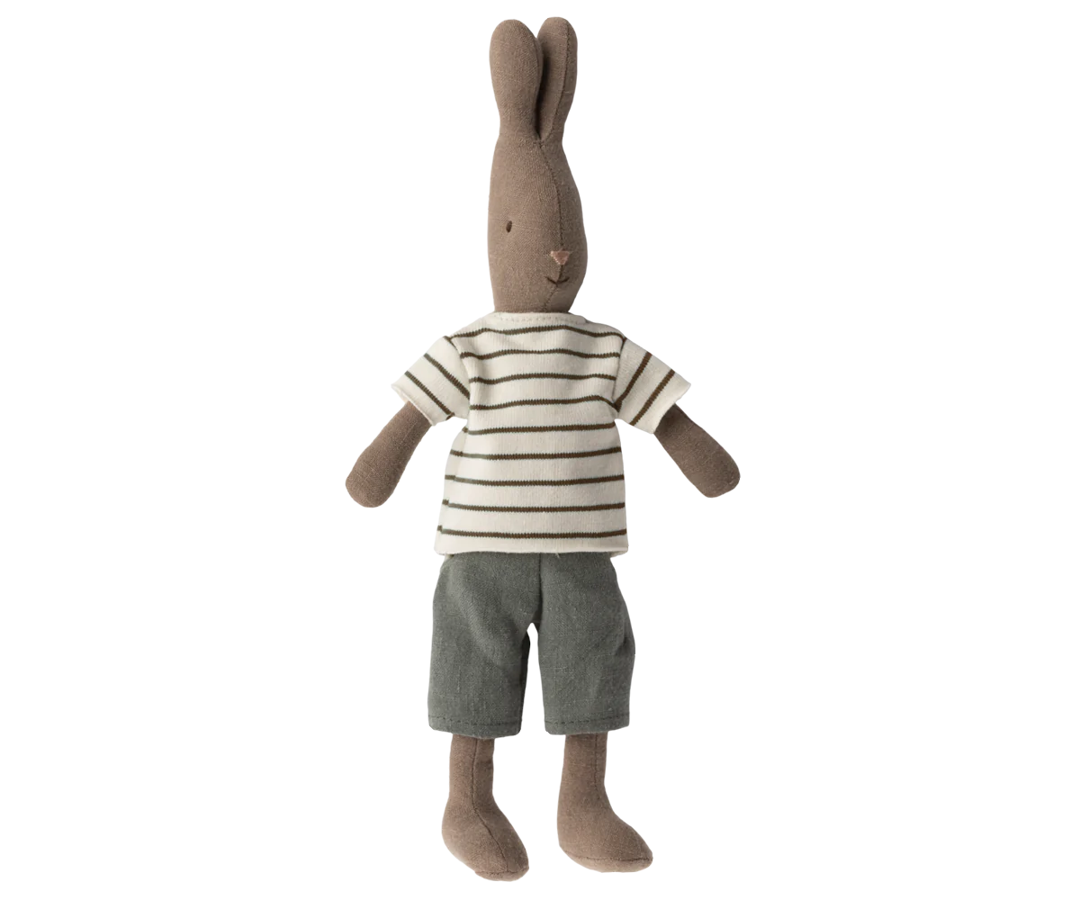 Maileg Rabbit Size 2, Brown - Striped Blouse and Pants