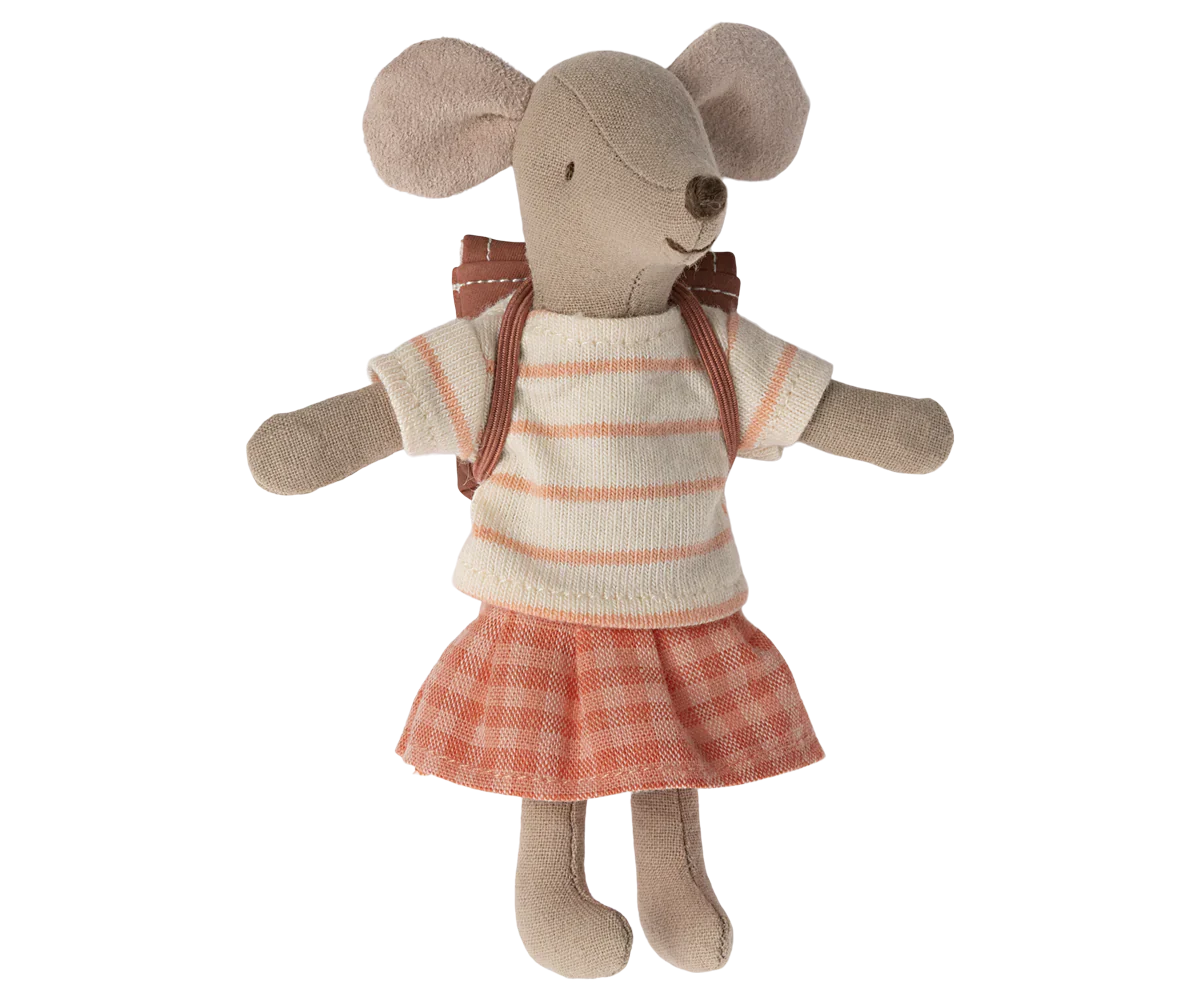 Maileg Big Sister With Backpack - Coral