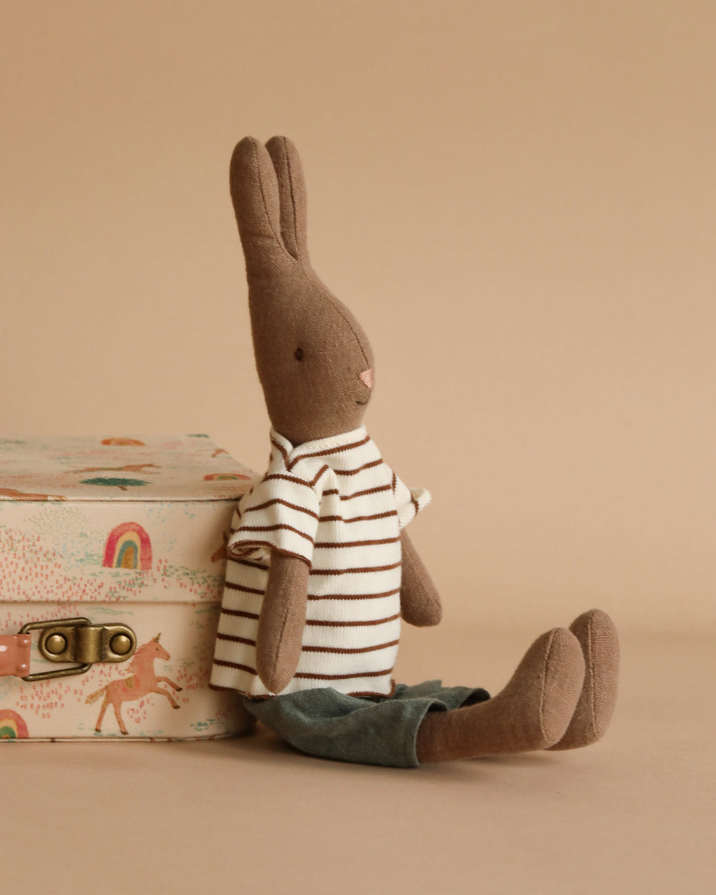 Maileg Rabbit Size 2, Brown - Striped Blouse and Pants