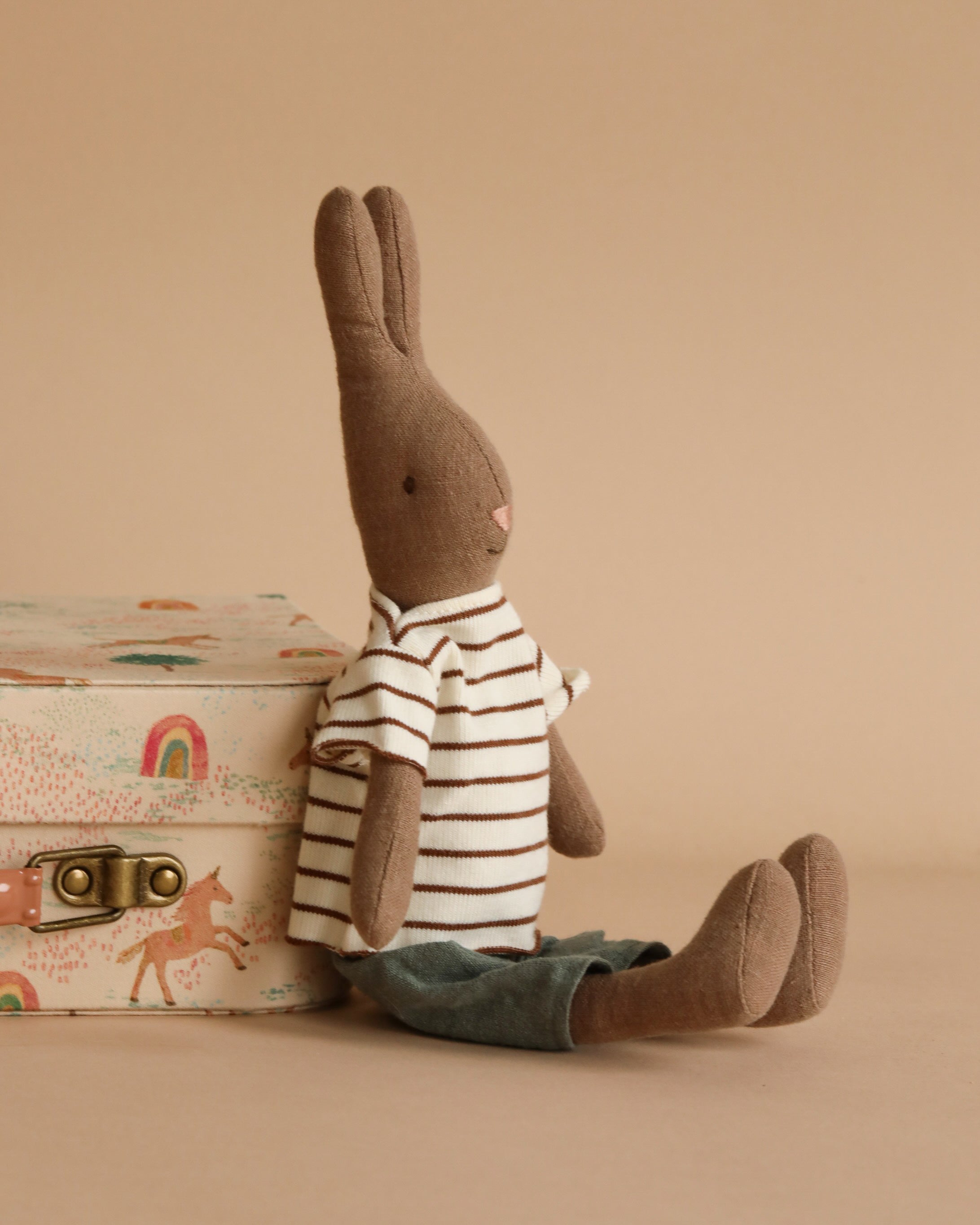 Maileg Rabbit Size 2, Brown - Striped Blouse and Pants